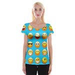 Emoji Blue Women s Cap Sleeve Top