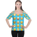 Emoji Blue Women s Cutout Shoulder Tee