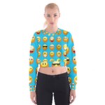 Emoji Blue Women s Cropped Sweatshirt