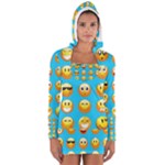 Emoji Blue Women s Long Sleeve Hooded T-shirt