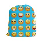 Emoji Blue Drawstring Pouch (XXL)