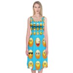 Emoji Blue Midi Sleeveless Dress