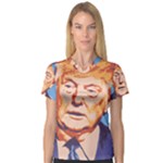 orange donald trump Women s V-Neck Sport Mesh Tee