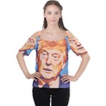 orange donald trump Women s Cutout Shoulder Tee