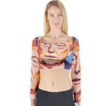 orange donald trump Long Sleeve Crop Top (Tight Fit)