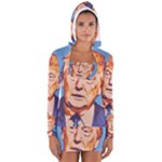 orange donald trump Women s Long Sleeve Hooded T-shirt