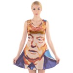 orange donald trump V-Neck Sleeveless Dress