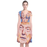 orange donald trump Short Sleeve Front Wrap Dress