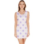 Polka Dots - Pale Lavender Violet on White Bodycon Dress