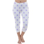 Polka Dots - Pale Lavender Violet on White Capri Winter Leggings