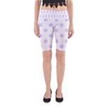 Polka Dots - Pale Lavender Violet on White Yoga Cropped Leggings