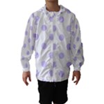 Polka Dots - Pale Lavender Violet on White Hooded Wind Breaker (Kids)