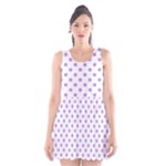 Polka Dots - Bright Lavender Violet on White Scoop Neck Skater Dress