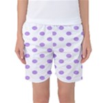 Polka Dots - Bright Lavender Violet on White Women s Basketball Shorts