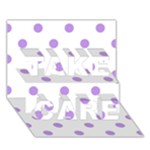 Polka Dots - Bright Lavender Violet on White TAKE CARE 3D Greeting Card (7x5)