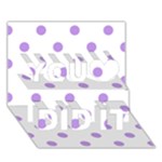 Polka Dots - Bright Lavender Violet on White You Did It 3D Greeting Card (7x5)