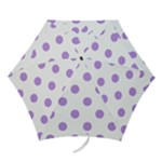 Polka Dots - Bright Lavender Violet on White Mini Umbrella