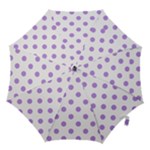 Polka Dots - Bright Lavender Violet on White Hook Handle Umbrella (Small)