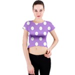 Polka Dots - White on Lavender Violet Crew Neck Crop Top