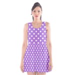 Polka Dots - White on Lavender Violet Scoop Neck Skater Dress