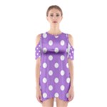 Polka Dots - White on Lavender Violet Women s Cutout Shoulder Dress