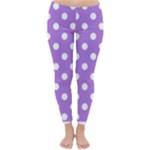 Polka Dots - White on Lavender Violet Winter Leggings