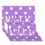 Polka Dots - White on Lavender Violet WORK HARD 3D Greeting Card (7x5)