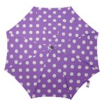 Polka Dots - White on Lavender Violet Hook Handle Umbrella (Large)