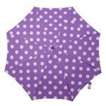 Polka Dots - White on Lavender Violet Hook Handle Umbrella (Small)