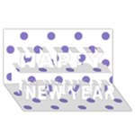 Polka Dots - Ube Violet on White Happy New Year 3D Greeting Card (8x4)