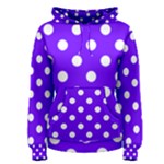 Polka Dots - White on Indigo Violet Women s Pullover Hoodie