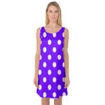 Polka Dots - White on Indigo Violet Sleeveless Satin Nightdress