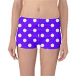 Polka Dots - White on Indigo Violet Boyleg Bikini Bottoms