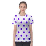 Polka Dots - Indigo Violet on White Women s Sport Mesh Tee