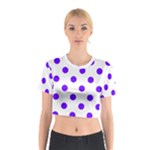 Polka Dots - Indigo Violet on White Cotton Crop Top