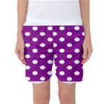 Polka Dots - White on Purple Violet Women s Basketball Shorts