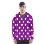 Polka Dots - White on Purple Violet Hooded Wind Breaker (Men)