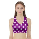 Polka Dots - White on Purple Violet Women s Sports Bra with Border