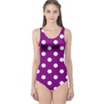 Polka Dots - White on Purple Violet One Piece Swimsuit