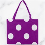 Polka Dots - White on Purple Violet Mini Tote Bag