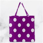 Polka Dots - White on Purple Violet Grocery Tote Bag