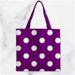 Polka Dots - White on Purple Violet Zipper Grocery Tote Bag