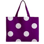 Polka Dots - White on Purple Violet Zipper Mini Tote Bag