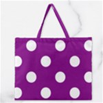 Polka Dots - White on Purple Violet Zipper Large Tote Bag