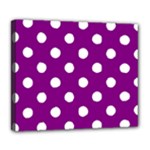 Polka Dots - White on Purple Violet Deluxe Canvas 24  x 20  (Stretched)