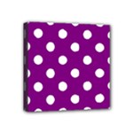 Polka Dots - White on Purple Violet Mini Canvas 4  x 4  (Stretched)