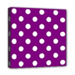 Polka Dots - White on Purple Violet Mini Canvas 8  x 8  (Stretched)