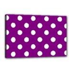 Polka Dots - White on Purple Violet Canvas 18  x 12  (Stretched)