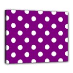 Polka Dots - White on Purple Violet Canvas 20  x 16  (Stretched)