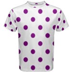 Polka Dots - Purple Violet on White Men s Cotton Tee